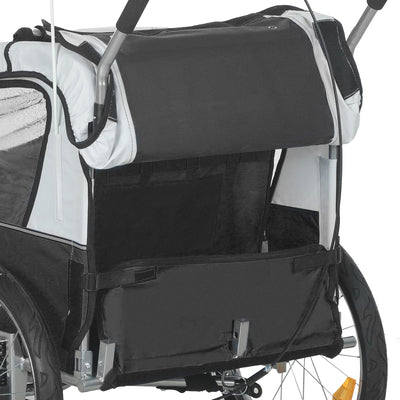 HOMCOM 2 Seat Bike Trailer with 5 Point Harness, Baby Bike Stroller with Safety Flag, Reflectors, for 18+ Months, Black 