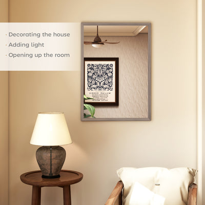 HOMCOM Wall Bathroom Mirror, 50 x 70 cm Wall-Mounted Mirror for Living Room, Bedroom, Hallway, Grey 