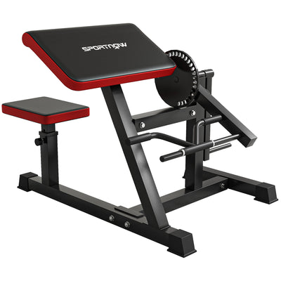 SPORTNOW Adjustable Preacher Curl Bench, Multi-Functional Weight Bench with Handlebar and Elbow Cushion for Home and Outdoor Gym 