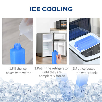 HOMCOM 3-in-1 Evaporative Air Cooler with 4L Water Tank, Portable Fan Cooler with Automatic Oscillation, Timer, Remote, White 