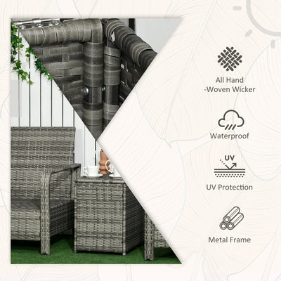 Outsunny 3 Pieces Rattan Bistro Set, Wicker Garden Furniture Set with Storage  Coffee Table and Chairs, Thickened Cushions for Outdoor, Patio, Balcony, Orange 