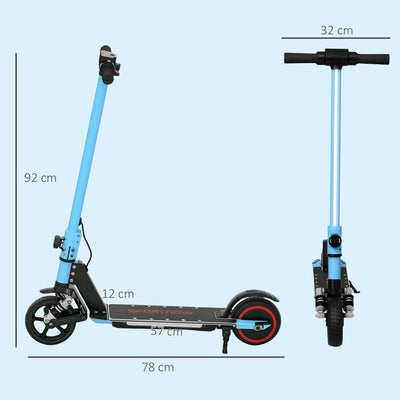 SPORTNOW Folding Electric Scooter for Kids Age 6-14 with Dual Brakes, Front Suspension, LED Colourful Lights and Display, 6.8kg Lightweight Aluminium E Scooter, Up to 14 KM/H & 6 KM, Blue 