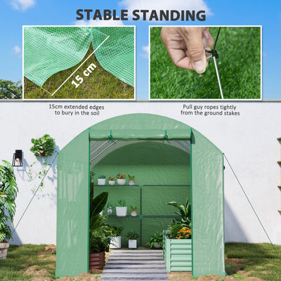 Outsunny 9.8 x 6.6ft Walk-In Polytunnel Greenhouse - Green 