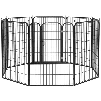 PawHut 8 Panels Heavy Duty Puppy Playpen, for Large, Medium Dogs, Indoor and Outdoor Use - Black 