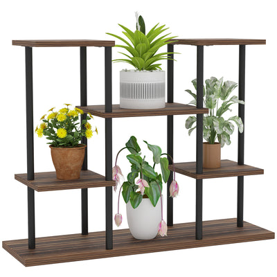 Outsunny Four-Tier Wooden Shelf Plant Stand 