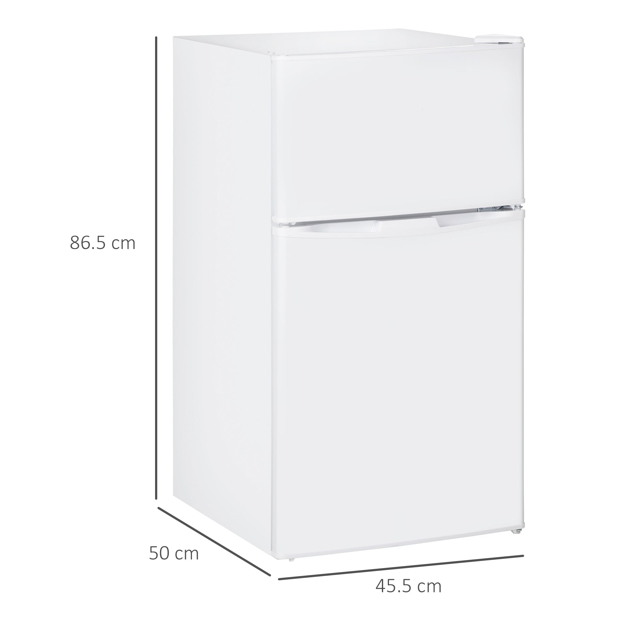 HOMCOM 88L Under Counter Fridge Freezer, Small Refrigerator with 5-Setting, 3 Star Freezer Rating, White