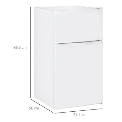 HOMCOM 88L Under Counter Fridge Freezer, Small Refrigerator with 5-Setting, 3 Star Freezer Rating, White 