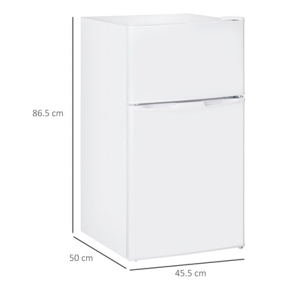 HOMCOM 88L Under Counter Fridge Freezer, Small Refrigerator with 5-Setting, 3 Star Freezer Rating, White