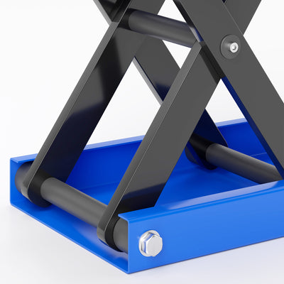 DURHAND 500KG Motorcycle Lift Scissor Jack, Height Adjustable Motorbike Stand with Anti-Slip Wide Deck, Heavy Duty Steel Motorbike Repair Lift Hoist Stand for Home Garage, Blue 