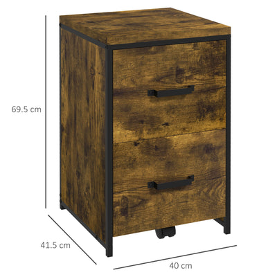 Vinsetto 2-Drawer file Cabinet, Industrial filing cabinets for Home, Hanging File Folders, Vertical Home Office Organizer for A4 Size, Rustic Brown 