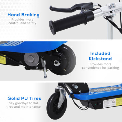 HOMCOM Foldable Electric Scooter for Kids 12V 120W W/Brake Kickstand -Blue 