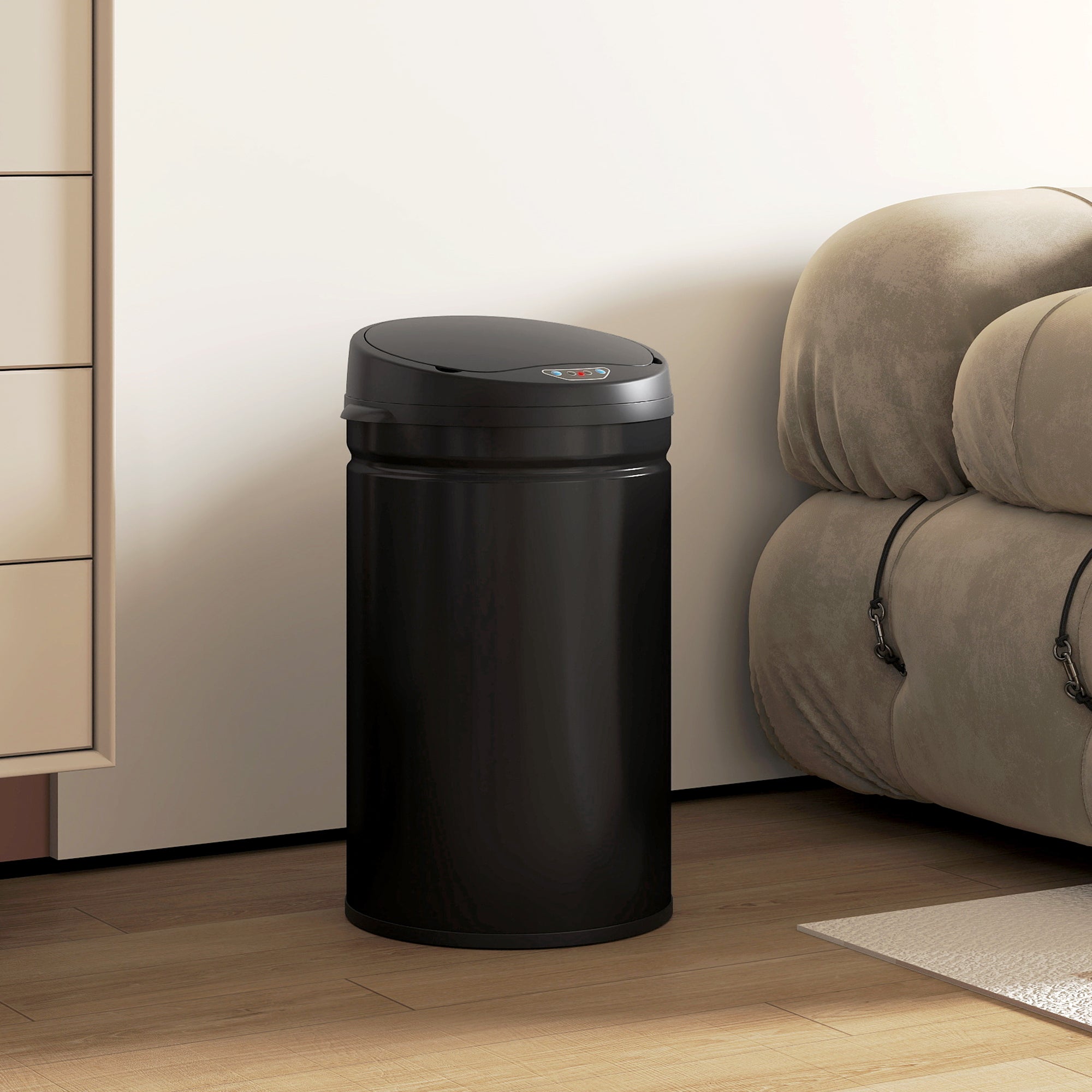 HOMCOM 30L Stainless Steel Sensor Bin - Black 