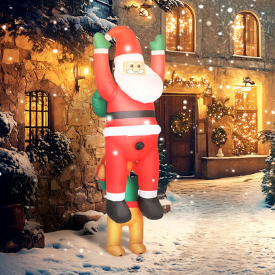 Outsunny 7FT Hanging Christmas Inflatable Santa with Dog, Christmas Blow Up Decoration with Built-in LED Lights for Garden, Indoor Outdoor Home Decor 