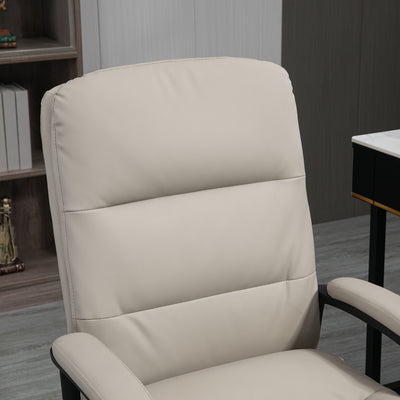 Vinsetto Office Chair, PU Leather Computer Desk Chair Office Chair with Adjustable Height and Swivel Rolling Wheels for Work Study, Light Grey 
