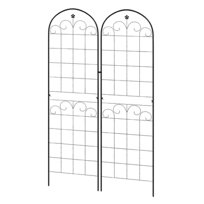 Outsunny Metal Trellis Set of 2, Garden Trellis for Climbing Plants Support Frames, Floral Design 