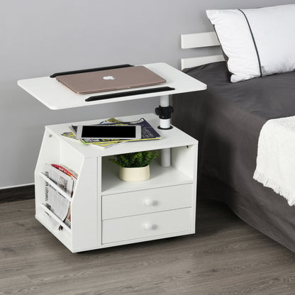 HOMCOM Functional Swivel Bedside Table End Table Side Table for Living Room Nightstand for Bedroom 