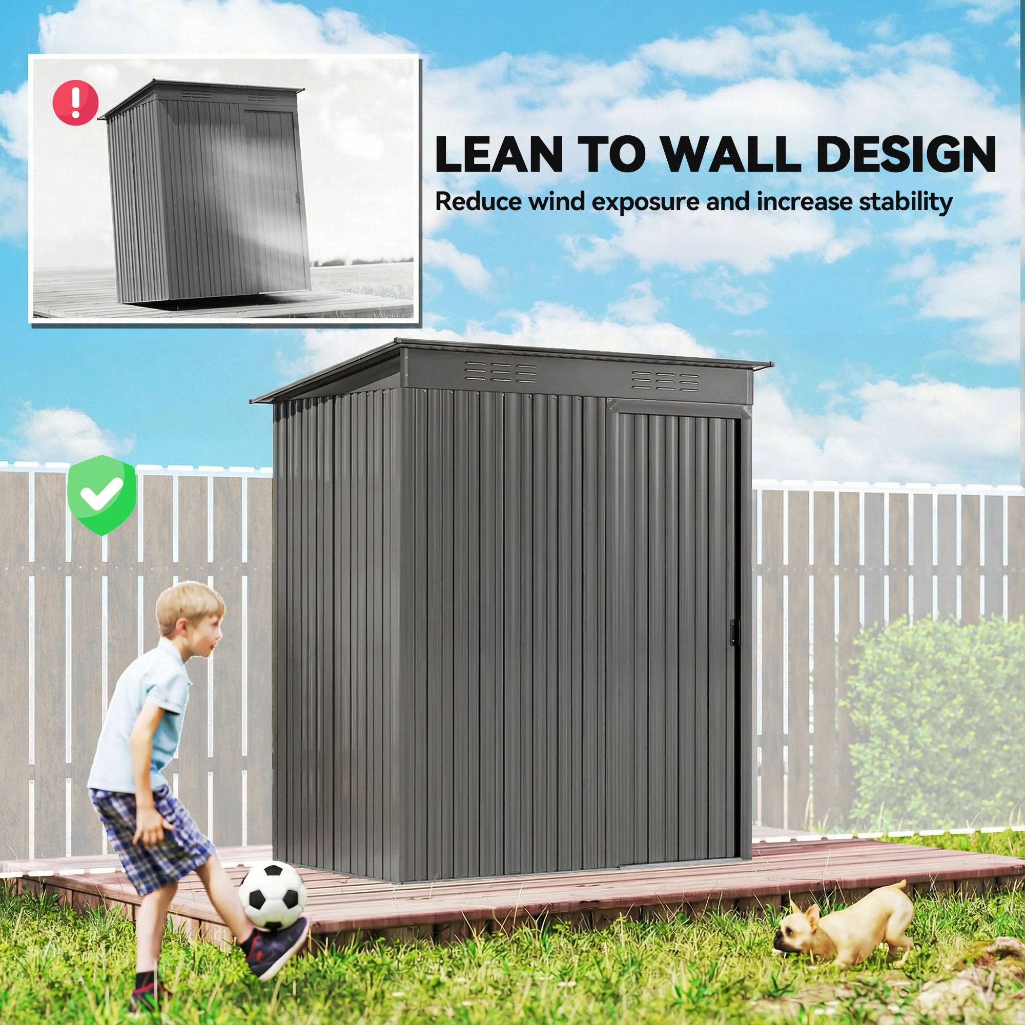 Outsunny 5 x 3.5ft Metal Garden Storage Shed with Effortless Assembly and 2 Pairs of Gloves, Waterproof Outdoor Shed, Light Grey 