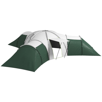 Outsunny 6-9 Man Tent with Bedrooms and Living Room, Accessories Included, Green 