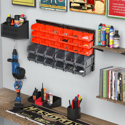 DURHAND 30 Cubbie On-Wall Storage Board Tool Screw Organiser Garage Workshop DIY Container w/ Screw Kit Tool Equipment Tidy 