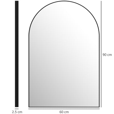 HOMCOM 60 x 90cm Arched Home Mirror - Black 