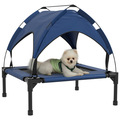 PawHut Cooling Raised Pet Bed w/ Washable Breathable Mesh, for Small Medium Dogs, 76 x 61 x 69.5cm - Dark Blue 
