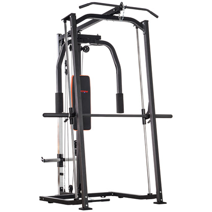 SPORTNOW 3 In 1 Smith Machine with Dual Cable Pulley System, Chest Press Station, 17-Level Squat Rack and Barbell Bar 