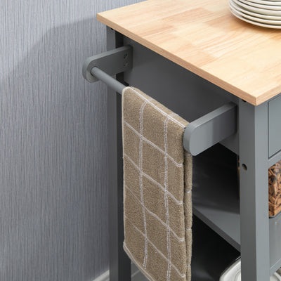 HOMCOM Compact Kitchen Trolley Utility Cart on Wheels with Open Shelf & Storage Drawer for Dining Room, Kitchen, Grey 