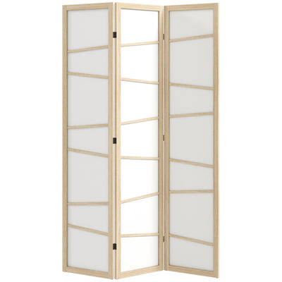 HOMCOM Wooden Folding Privacy Screen, 3 Panel Room Divider for Bedroom, Natural Wood Finish