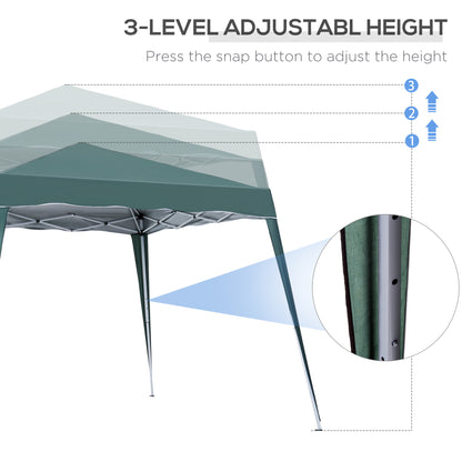 Outsunny 3 M x 3 M Base/ 2.5 M x 2.5 M Top Pop Up Gazebo with Carry Bag, Height Adjustable Slant Leg Party Tent Instant Event Shelter for Garden, Patio, Green 