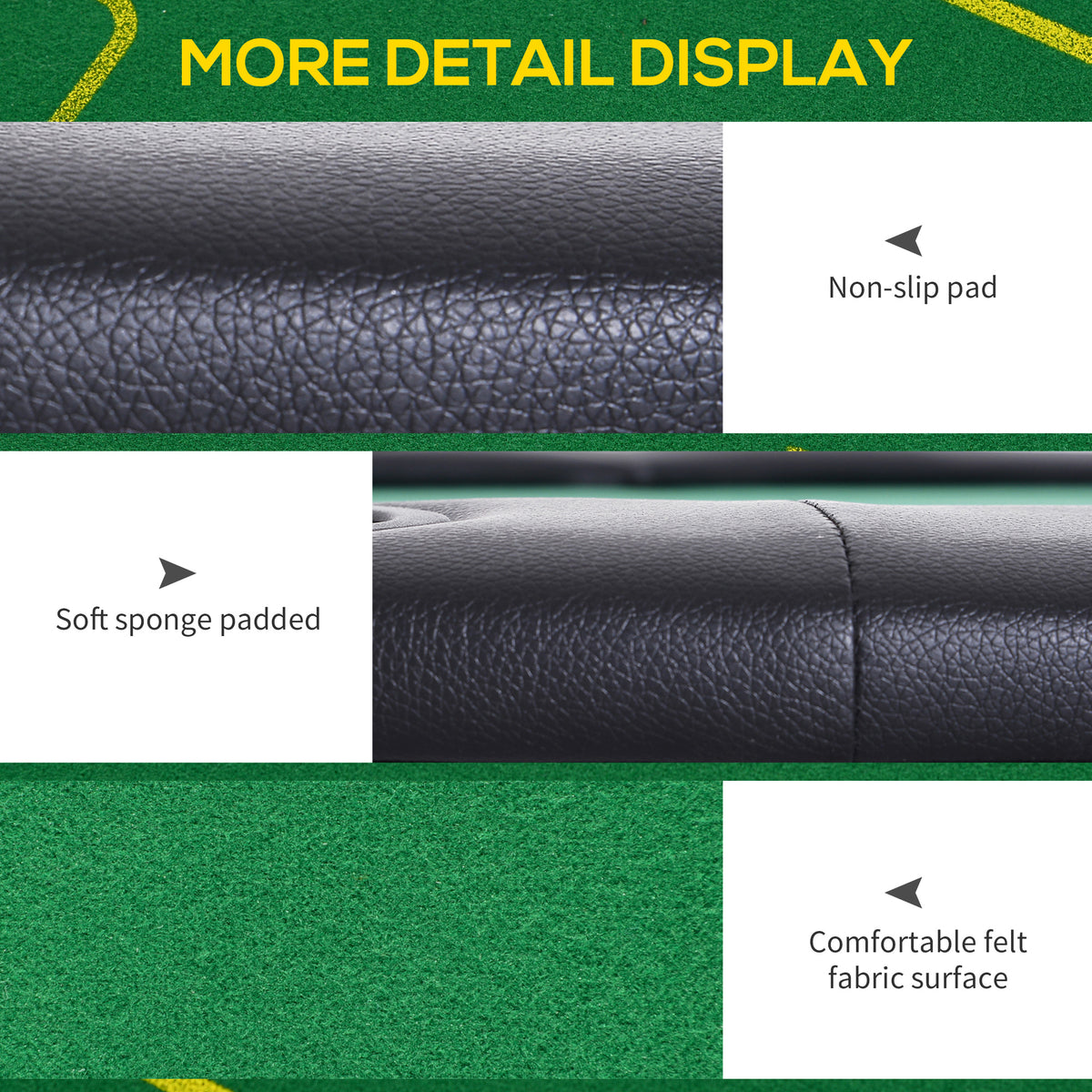 SPORTNOW Foldable Poker Mat, 10-Player Table Top with Cup Holder, Carry Bag - Green 