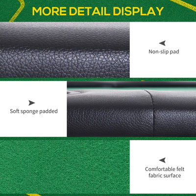 SPORTNOW Foldable Poker Mat, 10-Player Table Top with Cup Holder, Carry Bag - Green 