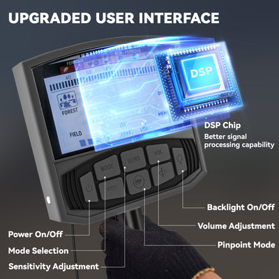 Outsunny Metal Detector for Adults and Beginners, Gold Detector with Higher Accuracy IP68 Waterproof Coil, 5 Professional Modes with Pinpoint & Memory Mode, Bigger Backlit LCD Display with DSP Chip 