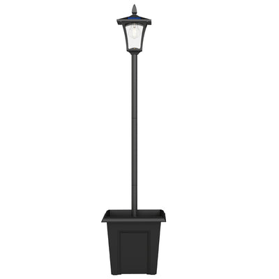 Outsunny Garden Solar Lamp Post Light, Waterproof LED Solar Light Post with Planter, Black 