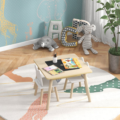 AIYAPLAY 3-Piece Kids Table and Chairs Set with Convertible Desk and Storage Grid, Kids Activity Table for Nursery, Playroom 