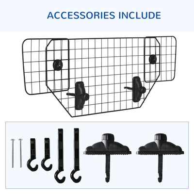 PawHut Dog Guard for Cars Adjustable Boot Barrier Metal Mesh Pet Headrest, 90-120W x 40.5H cm 