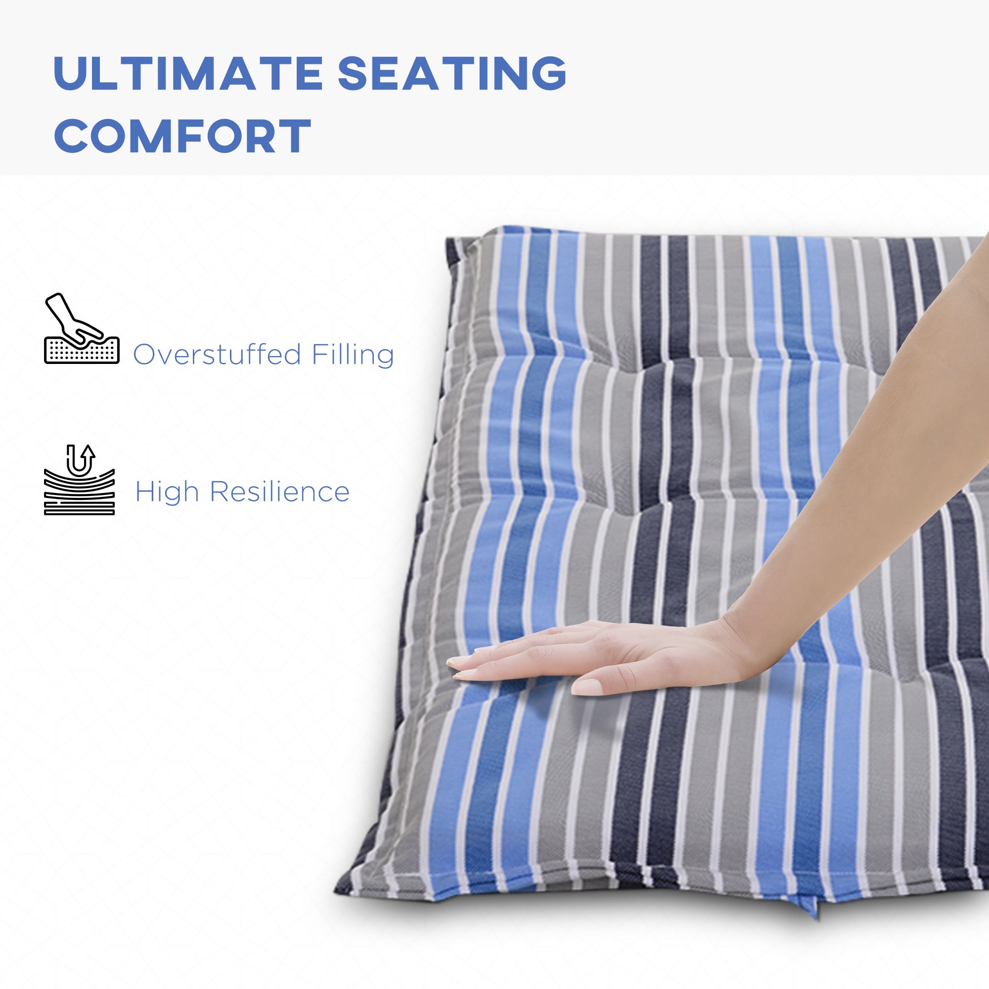 Outsunny Polyester Set Of 2 Swing Chair Cushion Blue Stripes 