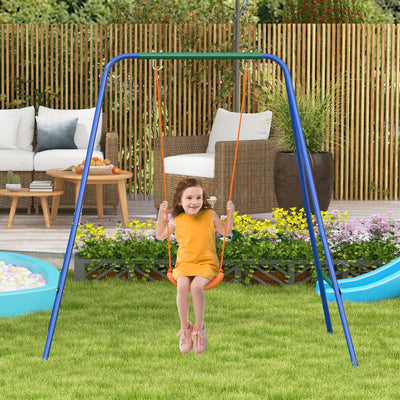 Outsunny Two-In-One Toddler Garden Swing, with Comfortable Seat, Safety Belt - Orange and Blue 