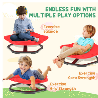 AIYAPLAY Planet-Shaped-kids Swivel Chair, Sensory Spinning Chair for Balance, Coordination Training, Red 