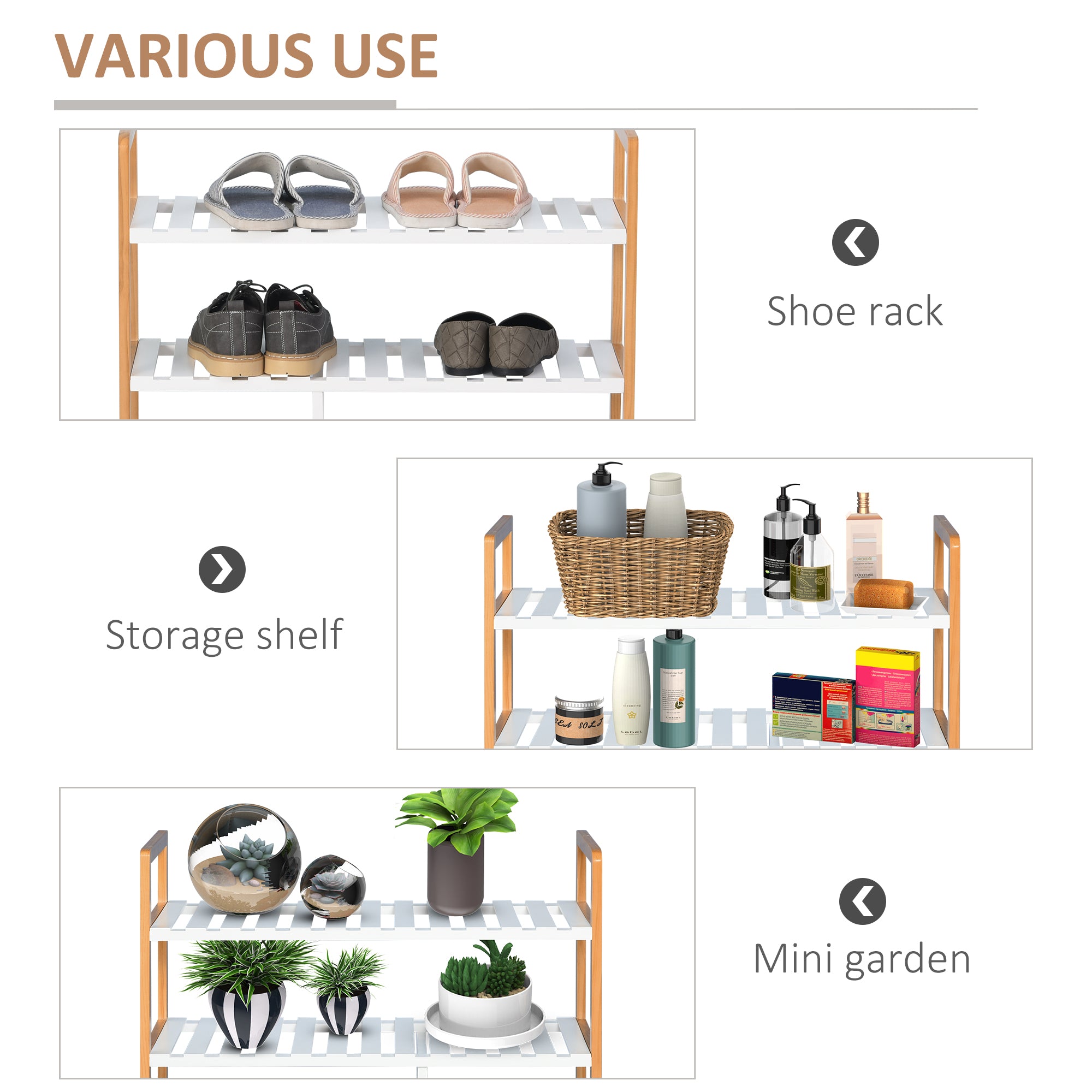 HOMCOM 4 Tier Shoe Racks Storage Stand Shelf Organizer Wood Frame 78 x 68 x 26 cm Hallway Furniture 