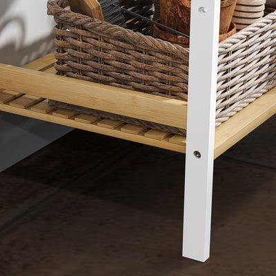 HOMCOM Four-Tier Bamboo Adjustable Shelf Storage Unit 