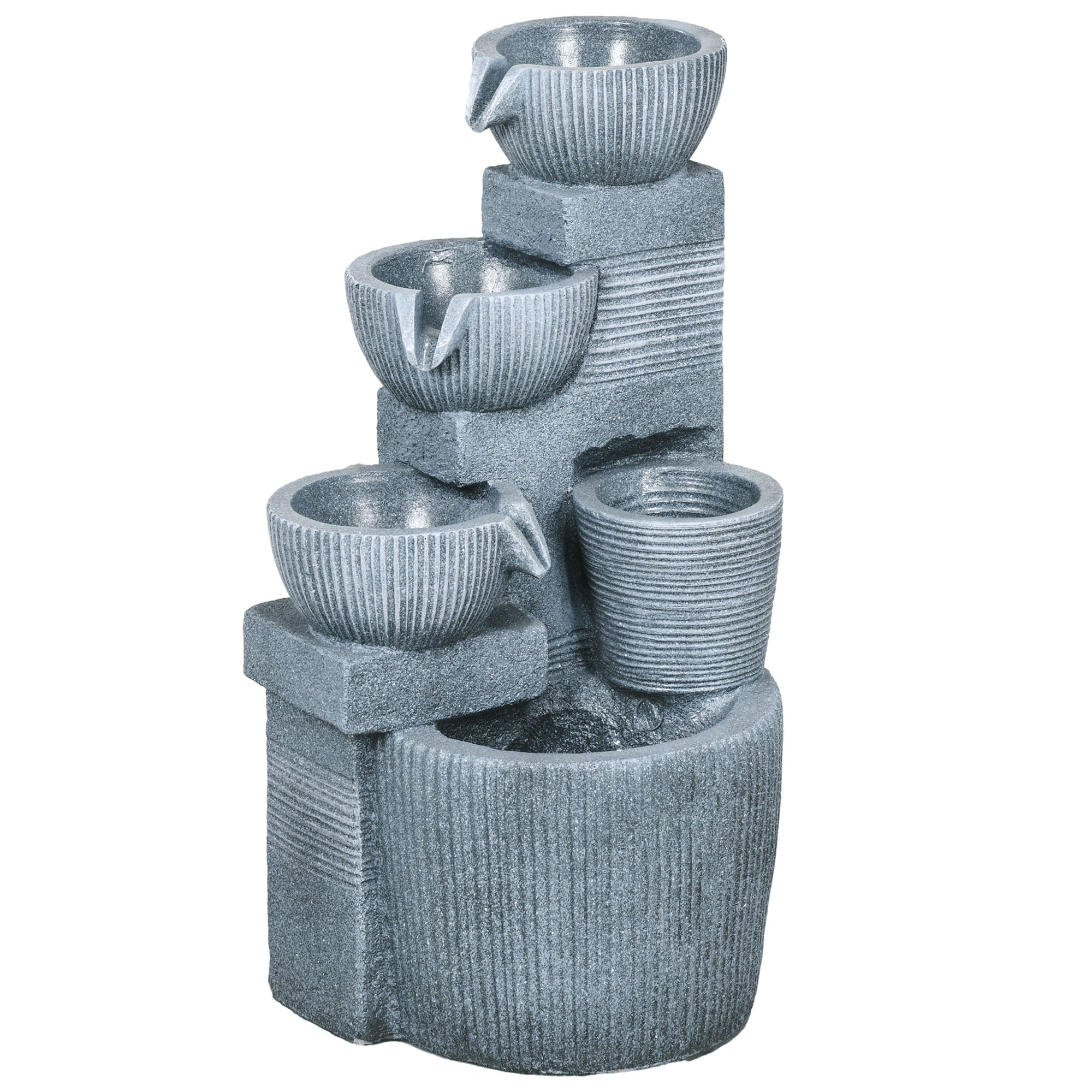 Outsunny Solar Powered Outdoor Water Fountain - Dark Grey 