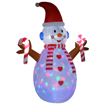 HOMCOM 8ft Christmas Inflatable Snowman with Candy, Rotating Lighted for Home Indoor Outdoor Garden Lawn Decoration Party Prop 