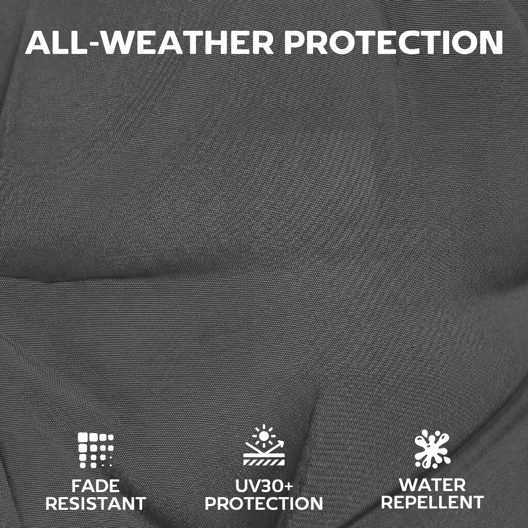 Outsunny Patio Chair Cushions Set of 4, Waterproof Non-Slip Lounge Chair Cushions, 112x53cm, Dark Grey 