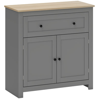 HOMCOM Sideboard Storage Cabinet, Morden Kitchen Cupboard with Adjustable Shelf, Drawer and Double Doors, Sideboard for Living Room, Dining Room, Hallway, Grey 