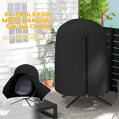 Outsunny 190 x Φ128cm Hanging Egg Chair Furniture Cover - Black 
