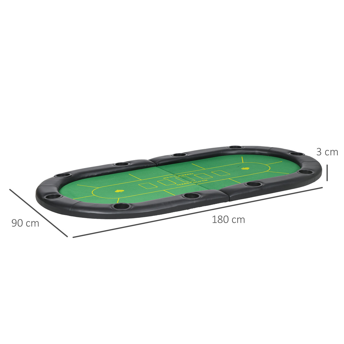 SPORTNOW Foldable Poker Mat, 10-Player Table Top with Cup Holder, Carry Bag - Green 