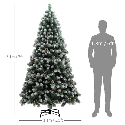 HOMCOM 7ft Snow-Dipped Artificial Pine Christmas Tree 