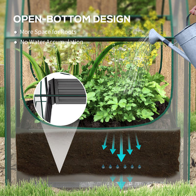 Outsunny Metal Planter Box with Cover, Raised Garden Bed with Greenhouse, for Herbs and Vegetables, Clear and Dark Grey 