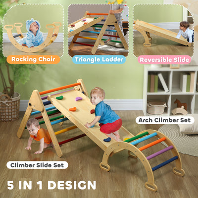 AIYAPLAY 5-in-1 Toddler Climbing Frame with Ramp, Arch, for 18-48 Months, Multicoloured 