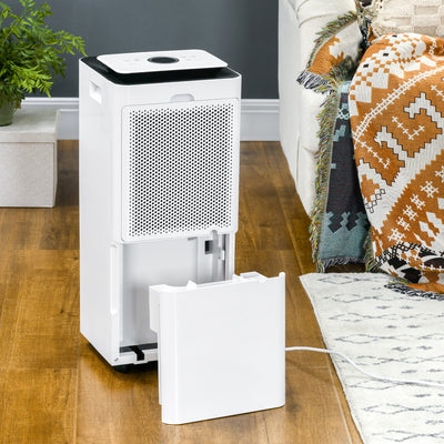 HOMCOM 3500mL Portable Dehumidifier with Air Purifier, 24H Timer, 5 Modes, 16L/Day, for Home Laundry, White 